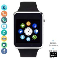 Smart Watch, Smartwatch Phone with SD Card Camera Pedometer Text Call Notification SIM Card Slot Music Player Compatible for Android Samsung Huawei and iPhone (Partial Functions) for Men Women Teens