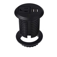 BTU Desktop Mini Power Grommet Power Outlet Socket,2 inch Hole Desk Grommet Outlet Recessed Power Socket with 1 AC Outlets and 2 USB Charging Ports and 7 FT Power Extension Cord