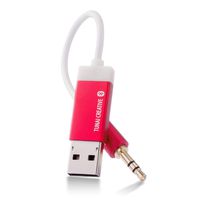 TUNAI Firefly Bluetooth Receiver: World's Smallest Wireless Audio Bluetooth 4.2 Adapter with 3.5mm AUX for Car/Home Stereo Music Streaming; Auto On, No Charging Needed - Car Kit (Red)