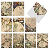 The Best Card Company - 10 Assorted Greetings Cards Blank (4 x 5.12 Inch) - Bulk Notecard Bundle - Topographics M2341OCB