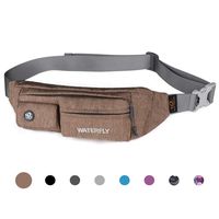 Waterfly Fanny Pack Slim Soft Polyester Water Resistant Waist Bag for Man Women Carrying iPhone Xs / 8 Plus Samsung S10 Plus/Note 8 (Light Brown)