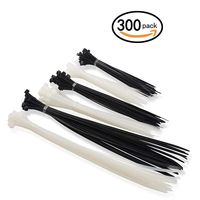 Cable Zip Ties, 300 Pcs Adjustable Durable Self Locking 6+8+12-Inch Nylon Wrap Ties in Black & White for Home Office Garage Workshop Heavy Duty (Cable Tie-008)