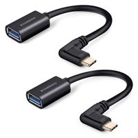 KiWiBiRD 90 Degree USB 3.1 Type C to USB 3.0 A Female Cable Adapter for New MacBook Pro 13/15, Galaxy Note 8/S8/ S8+/S9/S9+ Tab S3, Google Pixel XL, More Type-C Ready Devices [2 Pack]