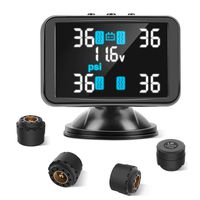 Tymate TPMS Wireless Monitoring System, 3.7inch LCD Screen Displays 4 Tires' Pressure and Temperature, 4pcs External Sensors (0-8.0 BAR/0-116 PSI), Real-time Alarm Function