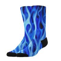 GLORY ART Unisex Blue Flame Fire Cozy Cotton Athletic Crew Socks Fun Cute Dress Socks,Novelty Gift Kids Teens
