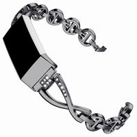 Maccasing Compatible Fitbit Charge 3 Bands for Women - Metal Replacement Wristbands/Accessories Bracelets/Bangle Compatible Fit bit Charge 3 SE with Bling Rhinestone Silver Black