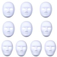 DIY White Paper Mask Pulp Blank Hand Painted Mask Personality Creative Free Design Mask 10pcs (5pcs Male Faces and 5pcs Female Faces)