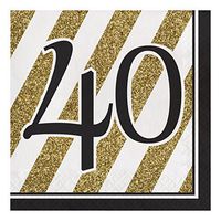 Creative Converting 317540 16-Count Paper Lunch Napkins, 40, Black and Gold, One size, 21