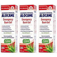 Alocane® Emergency Burn Gel 3 Pack, 4% Lidocaine Max Strength Fast Pain Itch Relief for Minor Burns, Sunburn, Kitchen, Radiation, Chemical, First Degree Burns, First Aid Treatment Burn Care 2.5 Fl Oz