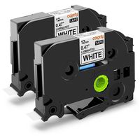 Replace P-Touch TZe-231 12mm 0.47 Inch Laminated Black on White TZe-231 TZ-231 TZ231 Tape Work with Brother P-Touch PT-D210 PT-H100 PT-1880 Label Tape, 26.2 Feet 2-Pack