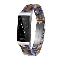 Ayeger Resin Band Compatible with Fitbit Charge 3/3 SE,Women Men Resin Accessory Silver Buckle Band Wristband Strap Blacelet for Fitbit Charge 3/3 SE Smart Watch Fitness(Blue)