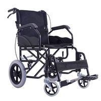 QIDI Wheelchair Foldable Steel Lightweight with Armrests Flip Foot Pedal Double Brake (Color : Black)