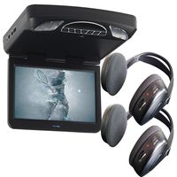 Audiovox Overhead Bundle with MTG13UHD 13.3" Monitor Built-In DVD and Headphones