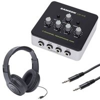 Samson QH4 Headphone Amplifier with 4 SR350 Studio Headphones