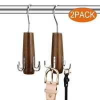 HuaQi Belt Hanger Belt Racks Wooden Closet Accessories Organizers Storage Holders with 4 Hooks for Belts Tie Scarves Tank Top and Jewelry (2, Walnut)