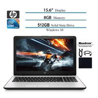 HP 15.6 in HD 2019 Laptops Computer Notebook, Intel i3-7100U 2.40GHz, 8GB RAM, 512GB SSD, WiFi, Bluetooth, Webcam, Windows 10, Silver W/ Masdrow Accessories