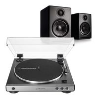 Audioengine A2+ Premium Powered Wireless Desktop Speakers (Black) with Audio-Technica AT-LP60X-GM Fully Automatic Belt-Drive Stereo Turntable (Gunmetal/Black)