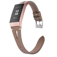 Wearlizer Tan Leather Band Compatible with Fitbit Charge 3 Bands for Women Men, Leather Replacement Band Assesories Strap X Type Bracelet for Fitbit Charge 3