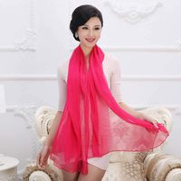 Hqysjin Ladies Silk Scarves Pure Color Pleated Shawl,Rose red,18094cm