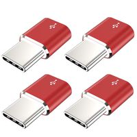 USB Type C Adapter,JXMOX 4-Pack (Mini Version) Aluminum Micro USB to USB C Convert Connector Fast Charging Compatible Samsung Galaxy S10 S9 S8 Plus,Note 9 8,LG V35 V30 G7,Nexus 6P 5X,Moto Z2 Z3(Red)
