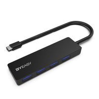 USB C Hub, BYEASY USB C to USB 3.0 HUB with 4 USB 3.0 Ports Applicable for MacBook Pro 2018 2017 iMac, Google Chromebook Pixelbook, XPS, Samsung S9, S8 & More USB Type C Devices (Black)