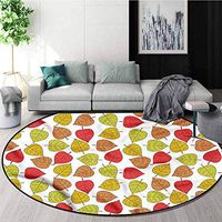 RUGSMAT Leaf Modern Machine Washable Round Bath Mat,Colorful Autumn Leaves Coffee Table Mat Non-Skid Living Room Carpet Diameter-24