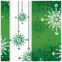 Creative Converting 656404 18 Count Beverage Napkins, Falling Flakes, Green/White