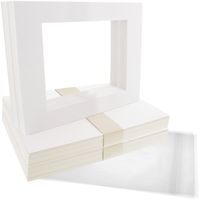 US Art Supply Art Mats Acid-Free Pre-Cut 5x7 White Picture Mat Matte Sets. Includes a Pack of 50 White Core Bevel Cut Mattes for 4x6 Photos, Pack of 50 Backers & 50 Clear Sleeve Bags
