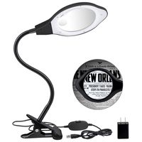 Dylviw Bright Light Desk Gooseneck Magnifier Lamp with Metal Large Clamp, Magnifying Glass with Adjustable Light for Daily Hobbies Repairing, Reading, Crafts