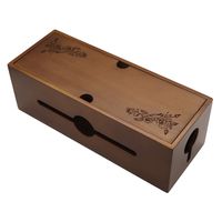 Wooden Cable Management Box Cable Organizer for Extension Cord Power Stripe Surge Protector Wire Management Cable Organizer Cover Hider for Desktop Home Office TV Computer USB Hub (Dark Brown)