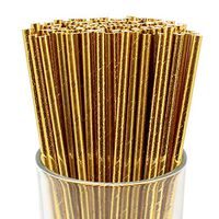 Just Artifacts 100pcs Premium Biodegradable Solid Paper Straws (Solid, Metallic Gold)