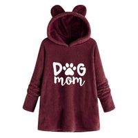 BALABA◕｡ Women's Fleece Pullovers Hoodie Cute Teddy Ear Sweatshirt, Fuzzy Bear Ear Print Embroidery Plush Pullover