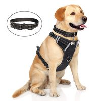 WINSEE Dog Harness No Pull, Pet Harnesses with Dog Collar, Adjustable Reflective Oxford Outdoor Vest, Front/Back Leash Clips for Small, Medium, Large, Extra Large Dogs, Easy Control Handle for Walking