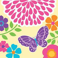 Creative Converting 18 Count Beverage Napkins, Butterfly Blossoms