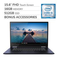 Lenovo Yoga 730 2-in-1 2019 15.6'' FHD Touch-Screen Laptop Notebook Computer,Intel 4-Core i5-8265U,16GB RAM,512GB SSD,Backlit Keyboard,No DVD,Wi-Fi,Bluetooth,Webcam,HDMI,Win 10 Home,Bonus Accessories