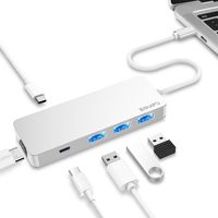 EQUIPD USB C Hub, Aluminum USB Type C Adapter with 87W USB-C PD Charging Port, 4K HDMI Output, 3 USB 3.0 Ports, USB-C Port, Compatible MacBook Pro 13" 15", MacBook Air 13", MacBook and More - Silver