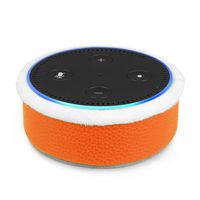 Fintie Protective Case for Amazon Echo Dot (Fits All-New Echo Dot 2nd Generation) - Premium Vegan Leather Sleeve Cover Plush Lined Holder Stand (Upgraded Edition) Orange (SAAD024US-AD)