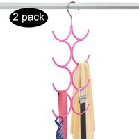 Yizhi Scarf Hanger Organizer Holder, No Snag Belt Rack Tie Hanger Sturdy 8 Hook Space Saving Closet Accessory Organizer for Scarves, Ties, Belts, Shawls, Pashminas and Jewelry (2, Pink)