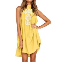 Clearance!! Womens Sexy Sleeveless Dresses, Ladies Summer Casual Loose Cotton Linen Beach Holiday Party Irregular Dress S-2XL (Yellow B, Small)