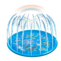Sprinkler Pad,Splash Play econoLED Wading Pool 68" Sprinkle Summer Outdoor Party Water Toys Splash Play Mat Inflatable Water Toys Swimming Pool for 1-14 Years Old Toddlers Baby Kids Children Boys Girl
