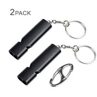 Binboll Double-Tube Whistle Aluminum Alloy Survival Whistle for Outdoor Needs Sports Referee Emergency (Black(2 Pack))