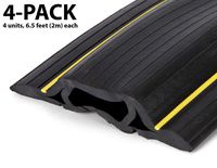 (4-Pack) 6.5 Feet Heavy Duty Cable Protector + Cord Cover - 3 Cord Channels - Durable Black PVC is Flexible, Odor Free, Easy to Unroll - Conceal Wires at Home, Office, Warehouse, Workshop, Concerts