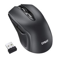 Lyqily 2.4G Wireless Mice Portable Optical PC Laptop Computer Mouse with Nano Receiver, 15 Months Battery Life, Super Energy Saving, 5 Adjustable DPI Mice, 6 Buttons for Windows macOS Linux, Black