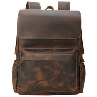 Men's Vintage Classic Leather Casual School Travel Weekender 14 Inch Laptop Outdoor Sports Case Luggage Suitcase Daypack Overnight Backpack Shoulder Bag Tote handbag Brown