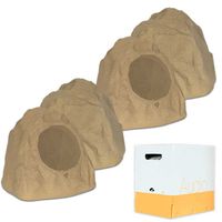 Theater Solutions 4R8S Outdoor Sandstone 8" Rock 4 Speaker Set with Wire for Yard Pool Spa Patio Garden