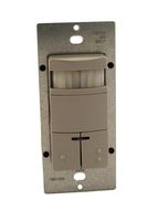 Leviton ODS0D-IDG Dual-Relay, Decora Passive Infrared Wall Switch Occupancy Sensor, 180 Degree, 2100 sq. ft. Coverage, Gray