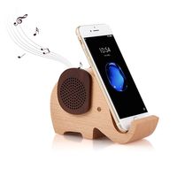 YSEECHENS Elephant Shape Multifunctional Wooden Wireless Bluetooth Speaker with Mobile Phone Stand Holder