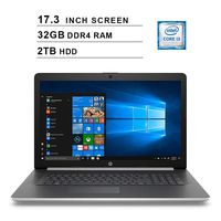 2019 Flagship HP Pavilion 17.3 Inch HD+ SVA Laptop (i3-8130U 2.20GHz up to 3.4GHz, 32GB RAM, 2TB HDD, WiFi, BT, DVDRW, HDMI, HD Audio, Webcam, Windows 10) (Silver)