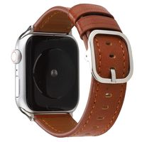 QingBo-US Colorful Sport Leather for Apple Watch Series 5 & 4 40mm / 3 & 2 & 1 38mm Modern Style Buckle Genuine Leather Strap(Black) (Color : Brown)
