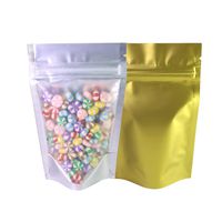 Clear Window Standup Colored Metallic Mylar Ziplock Bag (100 Pack) (Gold, Standup | 2oz)